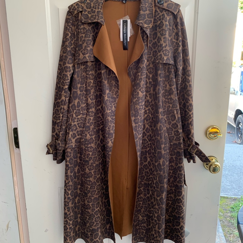 Catherine Malandrino Leopard Print Trench Coat